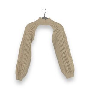 Windsor Cream Tan Cable Knit Arm Sleeves Backless Pullover Sweater